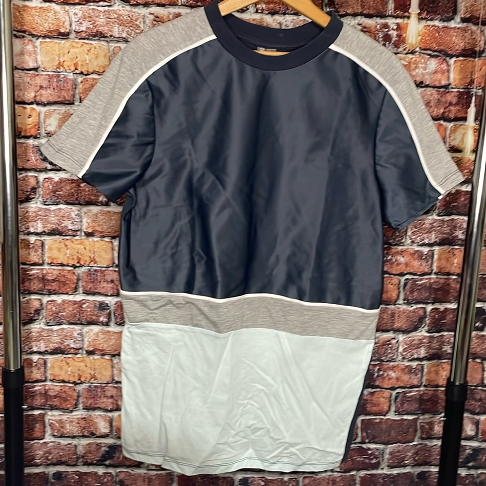 ASOS teeshirt medium tall long Colorblock grey shades short sleeve tee men crew